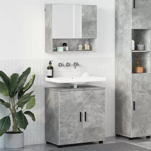 vidaXL Fürdőszoba bútor szett 2 pcs Beton szürke 61 x 35 x 64 cm