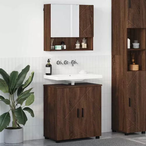 vidaXL Fürdőszoba bútor szett 2 pcs barna tölgy 61 x 35 x 64 cm
