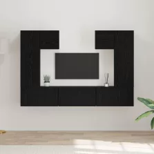 vidaXL TV szekrény garnitúra 7 pcs Fekete tölgy Faanyag