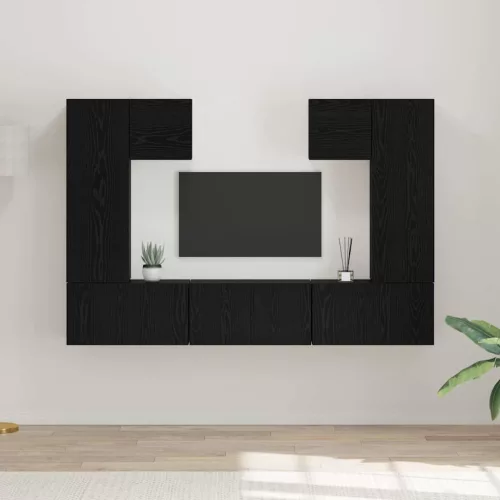 vidaXL TV szekrény garnitúra 7 pcs Fekete tölgy Faanyag