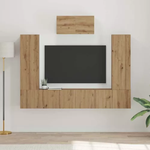 vidaXL TV szekrény garnitúra 7 pcs Artisan tölgy Faanyag