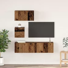  vidaXL TV szekrény garnitúra 4 pcs Régi fa 60 x 30 x 30 cm Faanyag