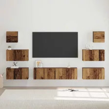   vidaXL TV szekrény garnitúra Falra szerelhető 8 pcs Öreg fa Faanyag