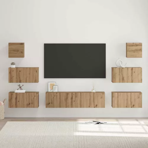 vidaXL TV szekrény garnitúra 8 pcs Artisan tölgy Faanyag