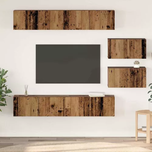 vidaXL TV Szekrény Szett 6 pcs Régi fa Közepes Faanyag