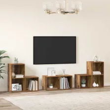   vidaXL TV Szekrény Szett 6 pcs Öreg fa 37 x 35 x 72 cm Faanyag