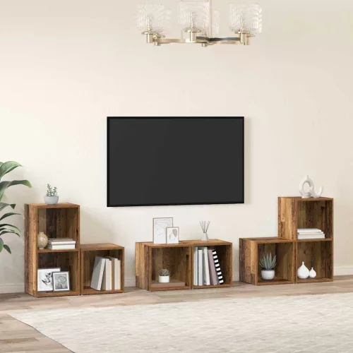 vidaXL TV Szekrény Szett 6 pcs Öreg fa 37 x 35 x 72 cm Faanyag