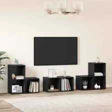   vidaXL TV Szekrény Szett 6 pcs Fekete tölgy 37 x 35 x 72 cm Faanyag