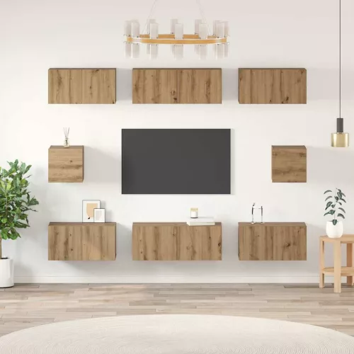 vidaXL TV szekrény garnitúra 8 pcs Artisan tölgy Faanyag