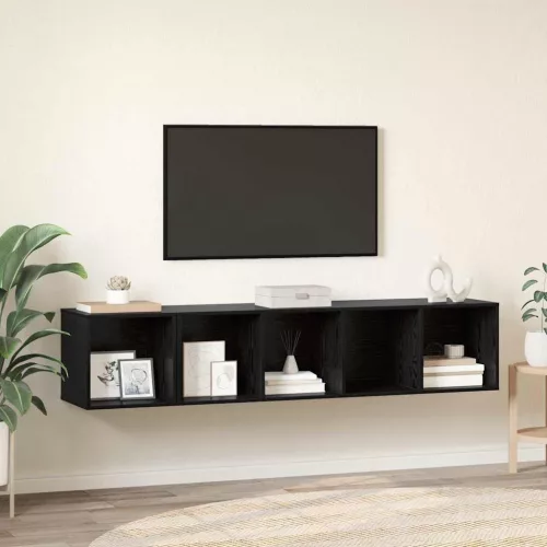 vidaXL TV Szekrény Szett 2 pcs Musta tammi 37 x 37 x 142.5 cm Faanyag
