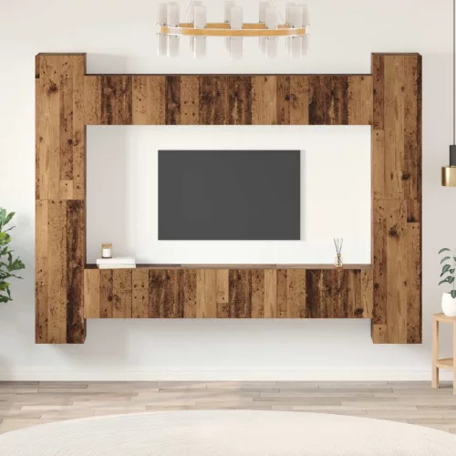 vidaXL TV szekrény garnitúra 10 pcs Öreg fa 30,5 x 30 x 90 cm Faanyag