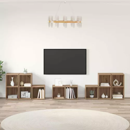vidaXL TV Szekrény Szett 8 pcs Artisan tölgy 37 x 35 x 72 cm Faanyag