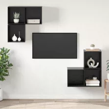   vidaXL TV szekrény garnitúra 4 pcs Musta tammi 37 x 37 x 72 cm Faanyag