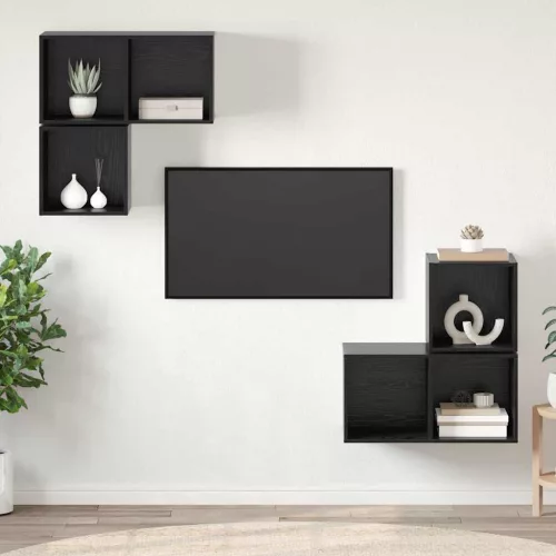 vidaXL TV szekrény garnitúra 4 pcs Musta tammi 37 x 37 x 72 cm Faanyag