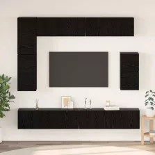 vidaXL TV szekrény garnitúra 8 pcs Fekete tölgy Faanyag