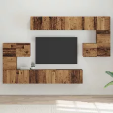   vidaXL TV szekrény garnitúra Falra szerelhető 10 pcs Öreg fa Faanyag