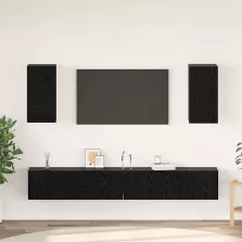   vidaXL Fali TV Szekrény Falra szerelhető 6 pcs Musta tammi Faanyag