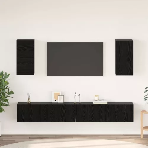 vidaXL Fali TV Szekrény Falra szerelhető 6 pcs Musta tammi Faanyag
