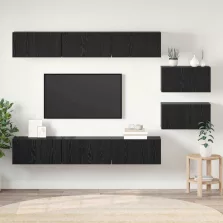   vidaXL TV szekrény garnitúra 8 pcs Musta tammi 60 x 30 x 30 cm Faanyag