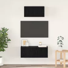vidaXL TV szekrény garnitúra 2 pcs Fekete tölgy Faanyag