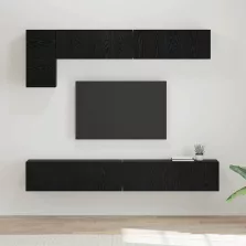   vidaXL TV szekrény garnitúra Falra szerelhető 5 pcs Fekete tölgy