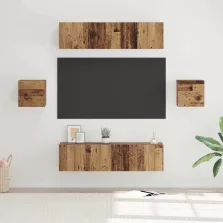   vidaXL TV szekrény garnitúra Falra szerelhető 6 pcs Öreg fa Faanyag