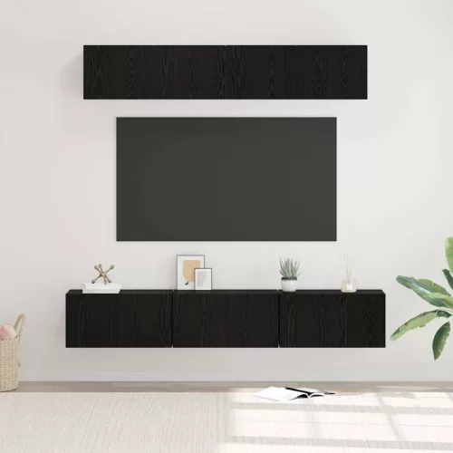 vidaXL TV szekrény garnitúra Falra szerelhető 5 pcs Fekete tölgy