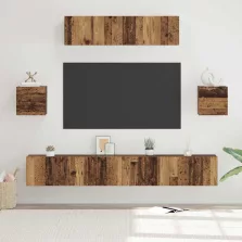   vidaXL TV szekrény garnitúra Falra szerelhető 7 pcs Öreg fa Faanyag