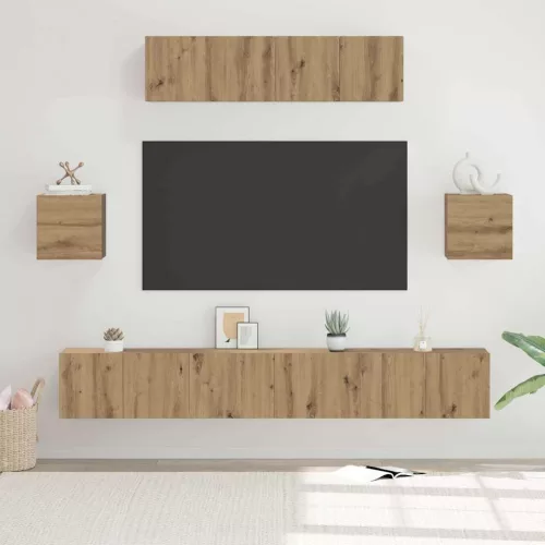 vidaXL TV szekrény garnitúra 7 pcs Artisan tölgy Faanyag