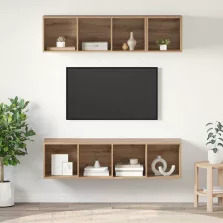 vidaXL TV Szekrény Szett 3 pcs kézműves tölgy Faanyag