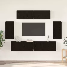   vidaXL TV szekrény garnitúra 6 pcs Musta tammi 80 x 30 x 30 cm Faanyag