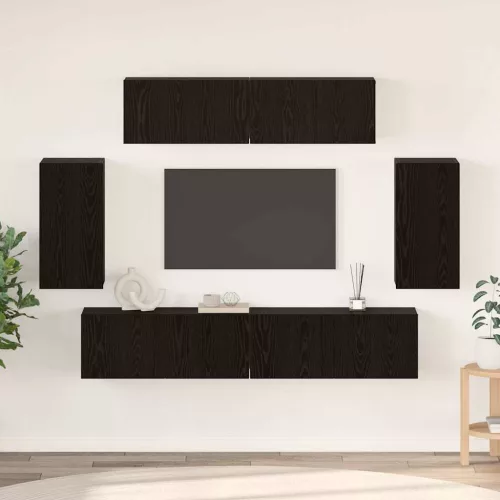 vidaXL TV szekrény garnitúra 6 pcs Musta tammi 80 x 30 x 30 cm Faanyag