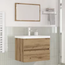   vidaXL Fürdőszoba bútor szett fiókkal 3 pcs Artisan tölgy Faanyag