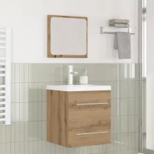   vidaXL Fürdőszoba bútor szett fiókkal 2 pcs Fekete tölgy Faanyag