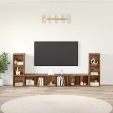   vidaXL TV szekrény 4 pcs Régi fa 37 x 35 x 107.5 cm Műanyag Fa
