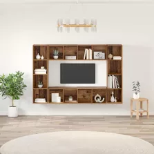 vidaXL TV szekrény 4 pcs Barna 37 x 37 x 142.5 cm Faanyag