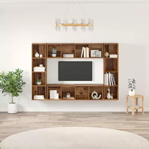 vidaXL TV szekrény 4 pcs Barna 37 x 37 x 142.5 cm Faanyag