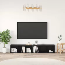 vidaXL TV szekrény garnitúra 2 pcs Fekete tölgy Faanyag