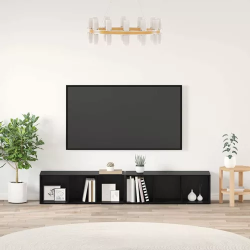 vidaXL TV szekrény garnitúra 2 pcs Fekete tölgy Faanyag
