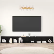   vidaXL TV szekrény 3 pcs Musta tammi 37 x 35 x 107.5 cm Műanyag Fa