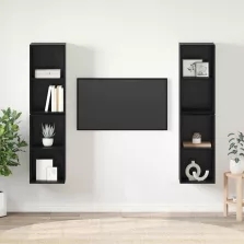   vidaXL Fali TV Szekrény 4 pcs Fekete tölgy 37 x 37 x 72 cm Faanyag