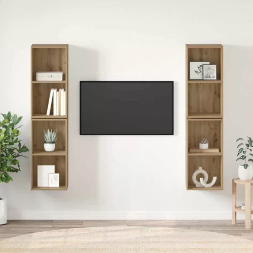 vidaXL Fali TV Szekrény 4 pcs Kézműves tölgy 37 x 37 x 72 cm Faanyag