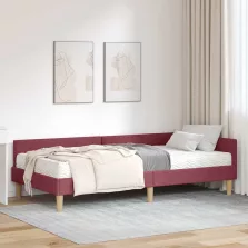   vidaXL Sarok Ágykeret Matraccal matracmal 2 pcs Szürke szövet