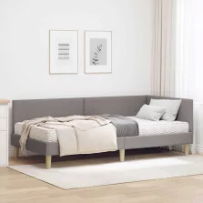   vidaXL Sarok Ágykeret Matraccal Egyéb 2 pcs Tópszínű szövet
