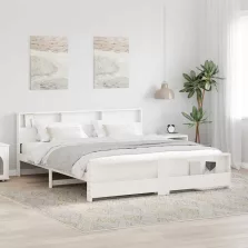 vidaXL Ágykeret fejtámlával Fehér 180 x 200 cm Faanyag