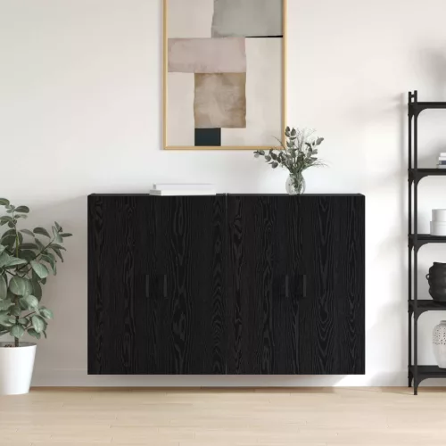vidaXL Fali szekrény 2 pcs Fekete tölgy 69,5 x 34 x 90 cm Faanyag