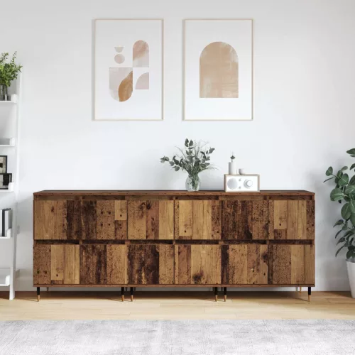 vidaXL Tárolószekrény 3 pcs Öreg fa 60 x 35 x 70 cm