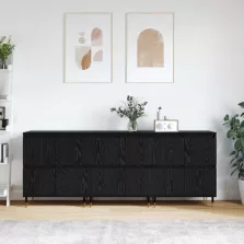 vidaXL Tárolószekrény 3 pcs Fekete tölgy 60 x 35 x 70 cm