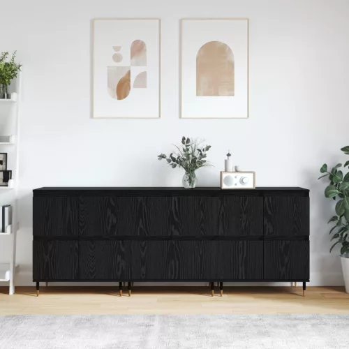 vidaXL Tárolószekrény 3 pcs Fekete tölgy 60 x 35 x 70 cm
