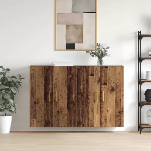 vidaXL Fali szekrény 2 pcs Öreg fa 69,5 x 34 x 90 cm Faanyag